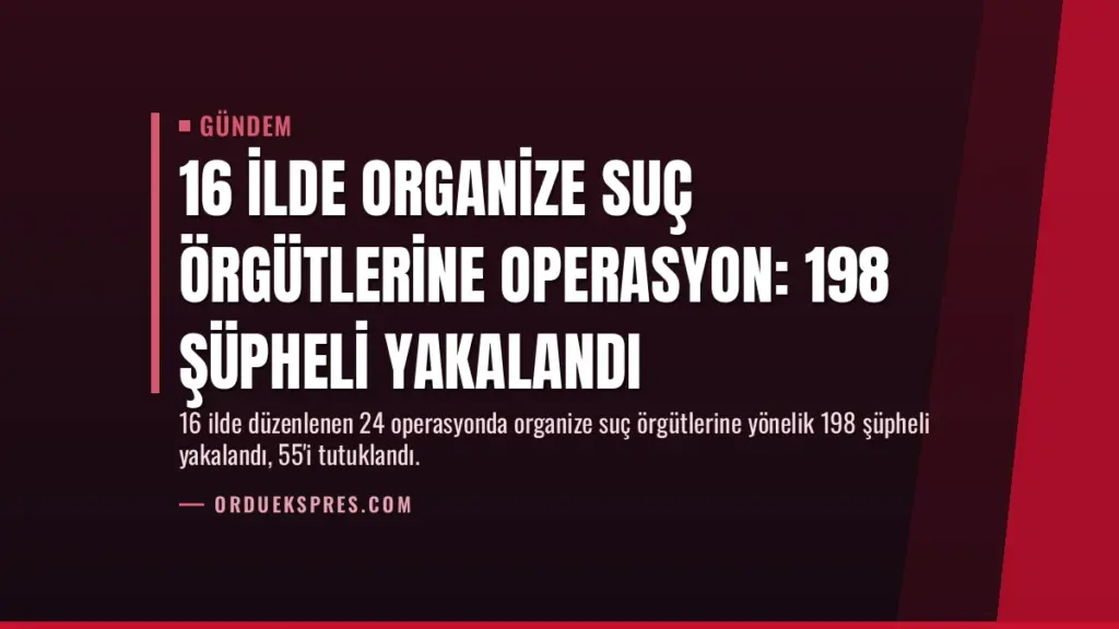 16 İlde Organize Suç Örgütlerine Operasyon: 198 Şüpheli Yakalandı