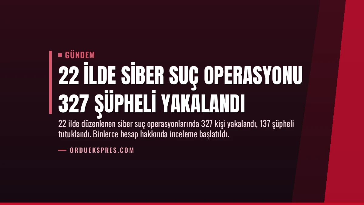 22 İlde Siber Suç Operasyonu 327 Şüpheli Yakalandı