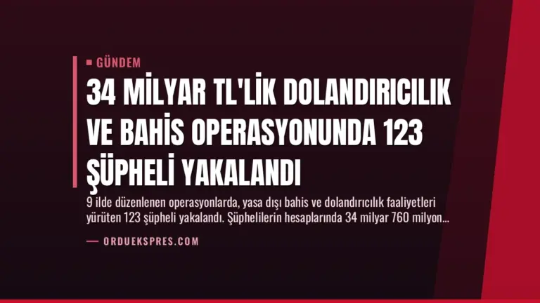 34 Milyar TL’lik Dolandırıcılık ve Bahis Operasyonunda 123 Şüpheli Yakalandı