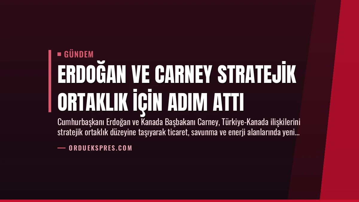 Erdoğan ve Carney Stratejik Ortaklık İçin Adım Attı