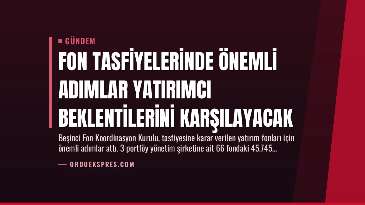 Fon Tasfiyelerinde Önemli Adımlar Yatırımcı Beklentilerini Karşılayacak
