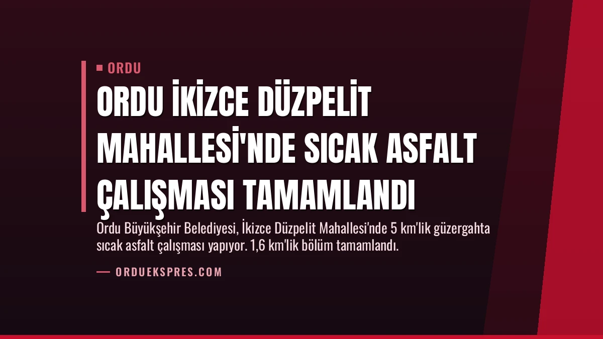 Ordu İkizce Düzpelit Mahallesi’nde Sıcak Asfalt Çalışması Tamamlandı