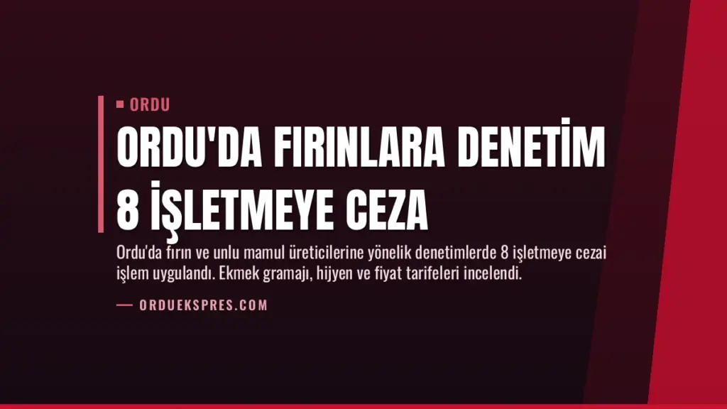 Ordu'da Fırınlara Denetim 8 İşletmeye Ceza