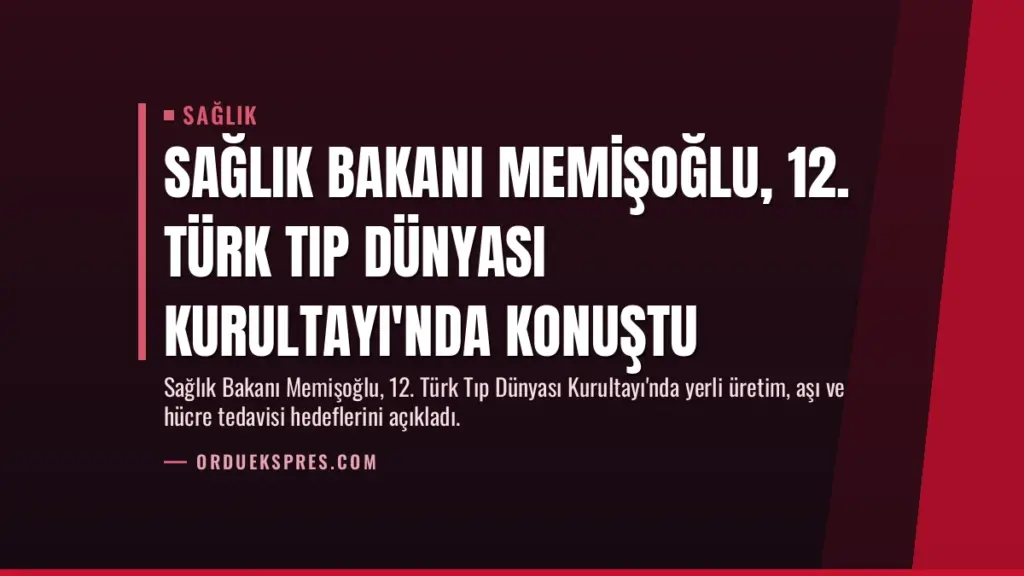 Sağlık Bakanı Memişoğlu, 12. Türk Tıp Dünyası Kurultayı'nda Konuştu