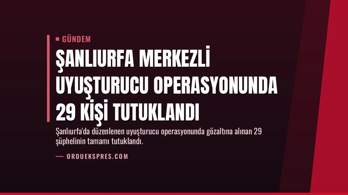 Şanlıurfa merkezli uyuşturucu operasyonunda 29 kişi tutuklandı