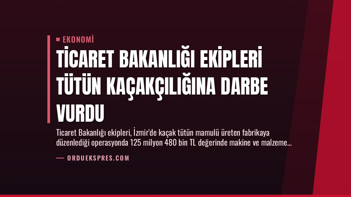 Ticaret Bakanlığı Ekipleri Tütün Kaçakçılığına Darbe Vurdu