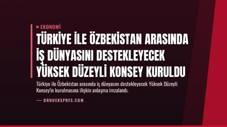 Türkiye ile Özbekistan Arasında İş Dünyasını Destekleyecek Yüksek Düzeyli Konsey Kuruldu