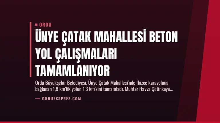 Ünye Çatak Mahallesi Beton Yol Çalışmaları Tamamlanıyor